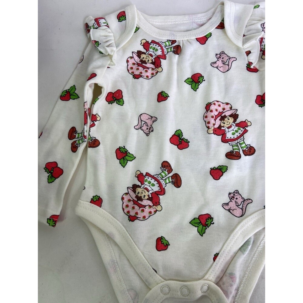Strawberry Shortcake Three Piece Bodysuit Set Pink Baby Girls Size 3-6 Months - Picture 3 of 9
